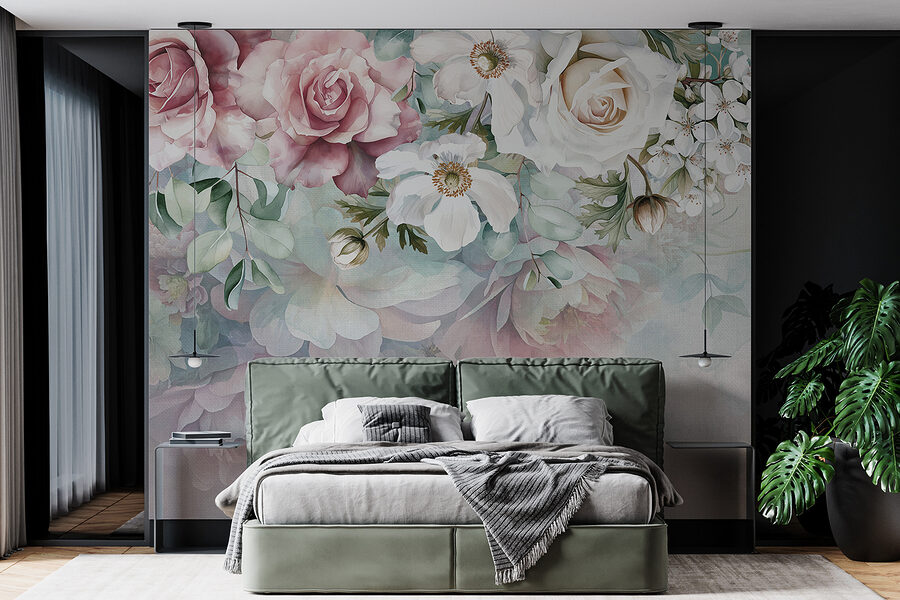 Malerei von Blumen auf einer Fläche