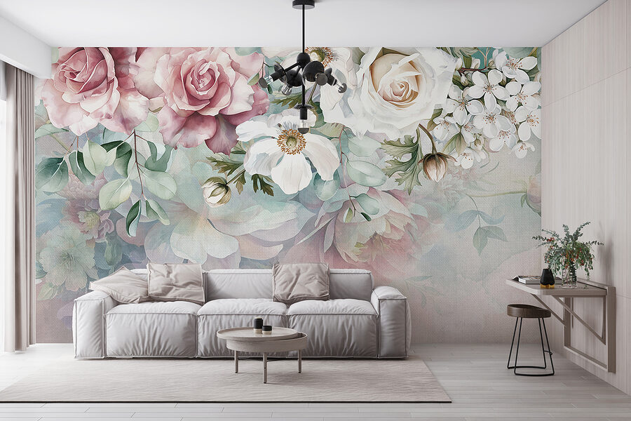Malerei von Blumen auf einer Fläche