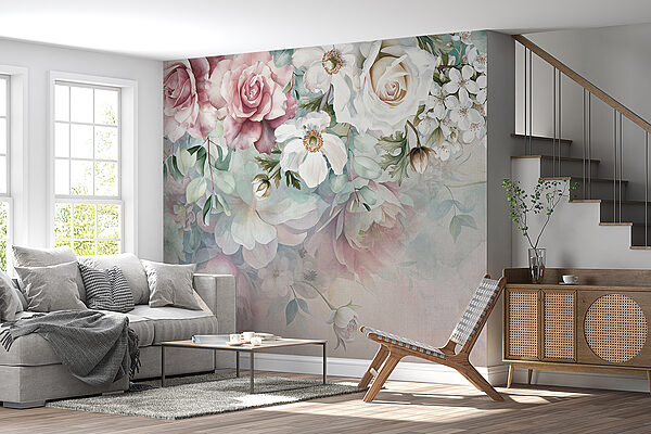 Malerei von Blumen auf einer Fläche Malerei von Blumen auf einer Fläche