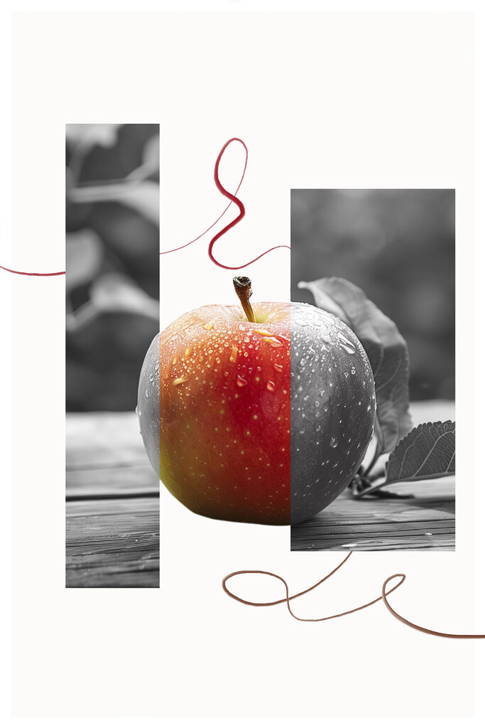 Red and grey apple Red and grey apple