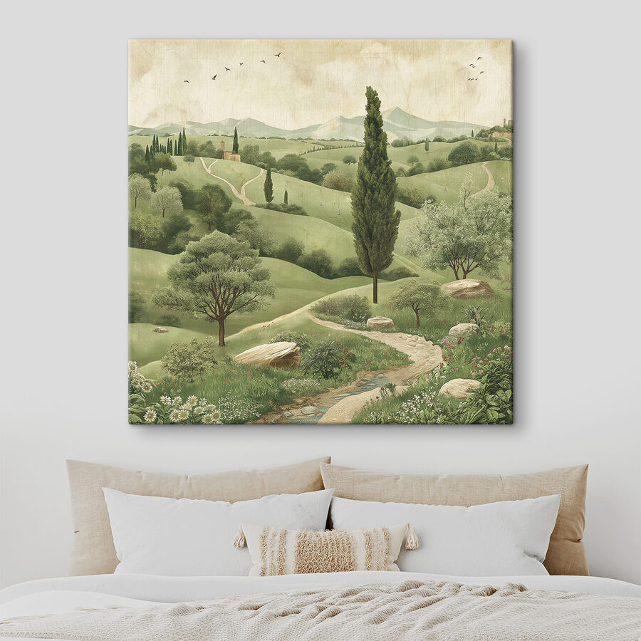 Landschaft mit Bäumen und einer Straße