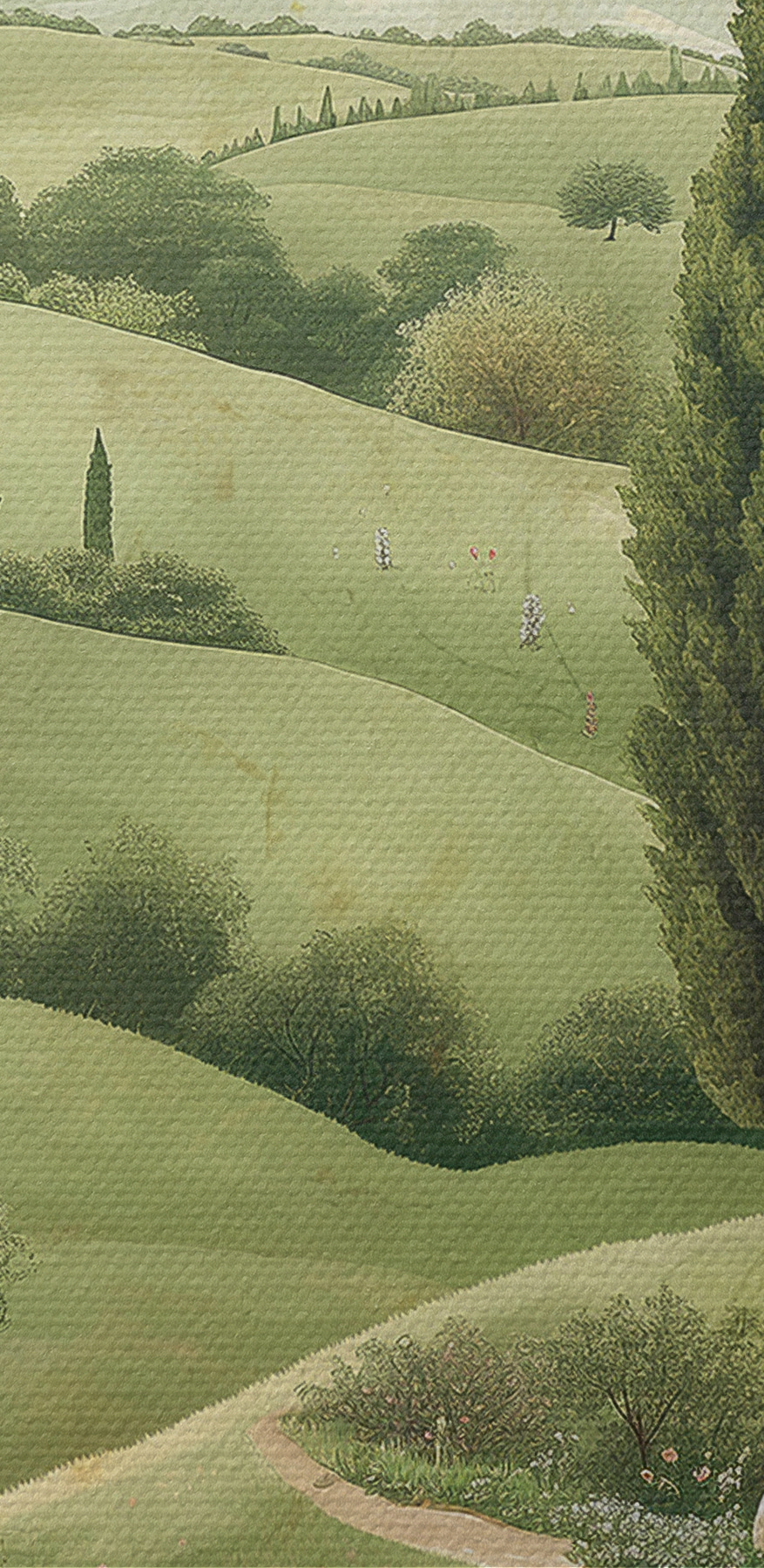 Landschaft mit Bäumen und einer Straße