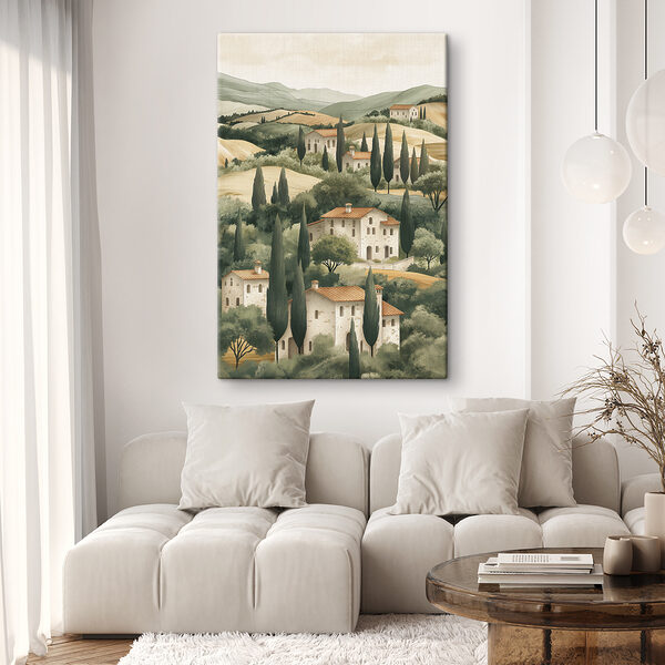 Landschaft mit Häusern und Bäumen Wandbilder Landschaft mit Häusern und Bäumen