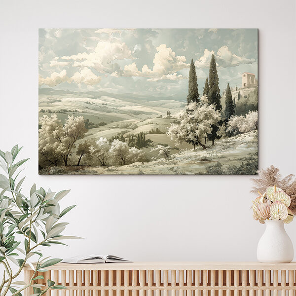 Landscape with trees and hills