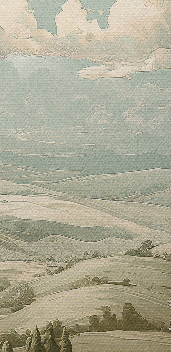 Landscape with trees and hills