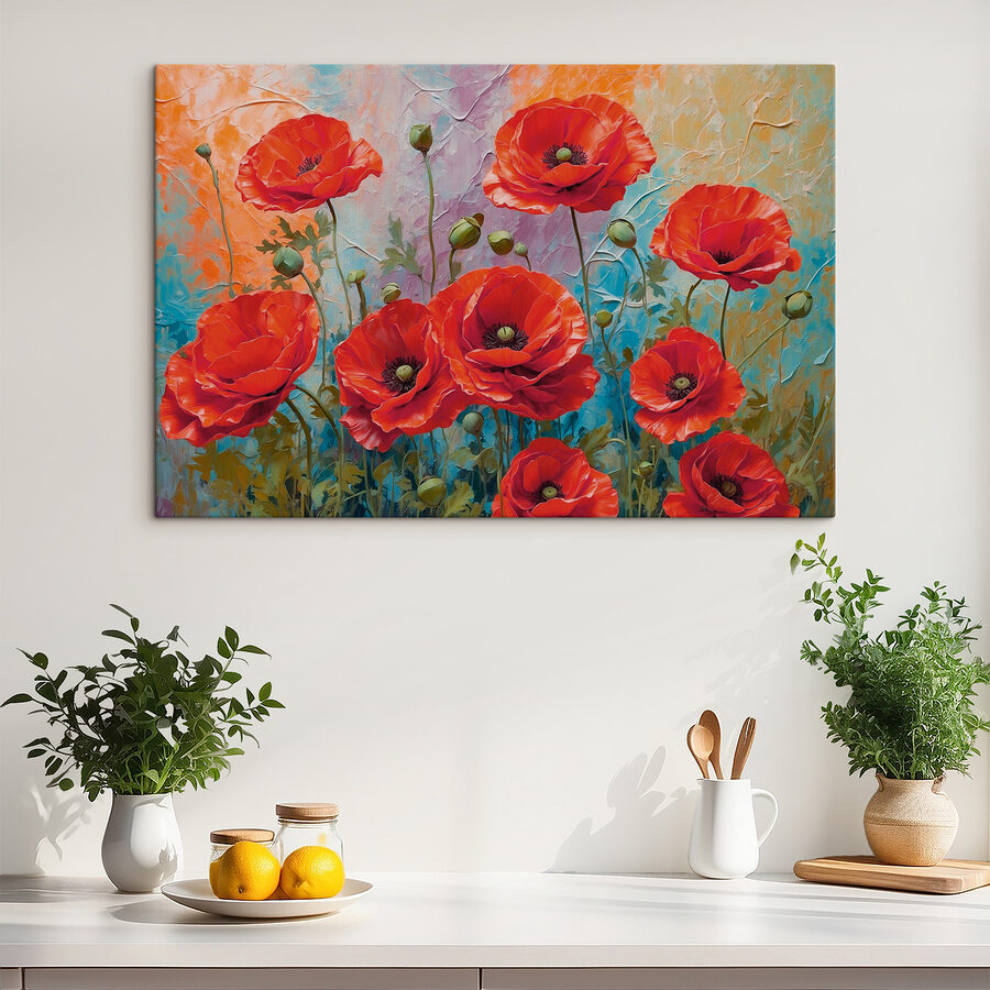 Malerei von roten Blumen