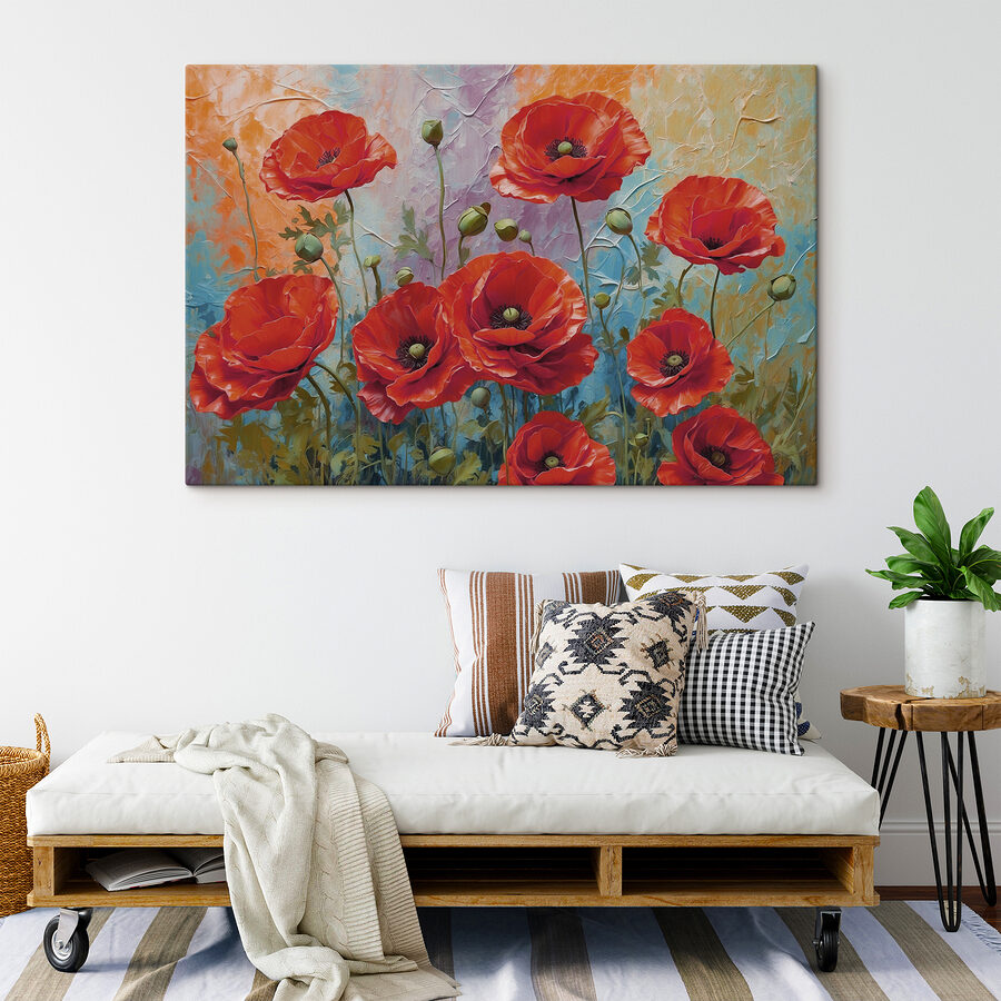 Malerei von roten Blumen