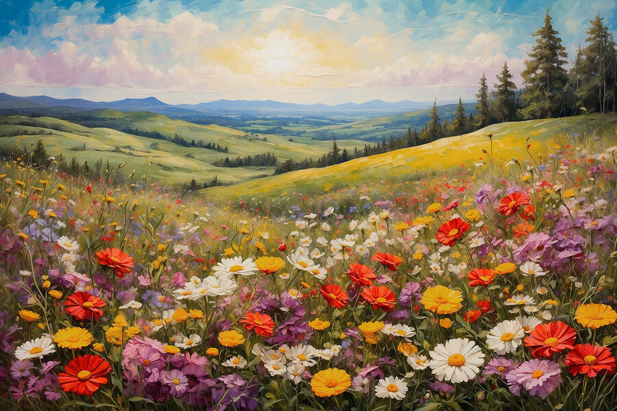 Ein Feld voller bunter Blumen Ein Feld voller bunter Blumen
