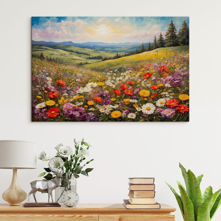 Ein Feld voller bunter Blumen Ein Feld voller bunter Blumen