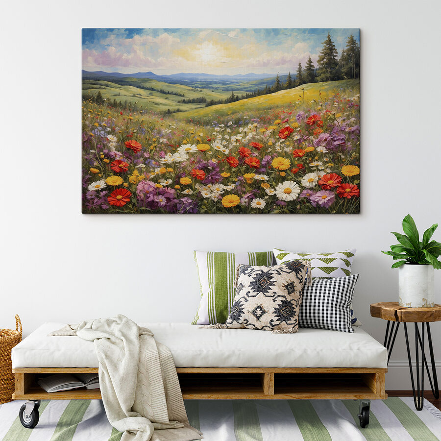 Ein Feld voller bunter Blumen Ein Feld voller bunter Blumen
