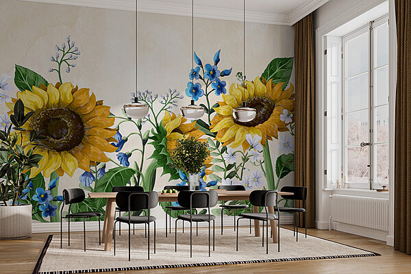 Gruppe von Sonnenblumen und anderen Blumen Gruppe von Sonnenblumen und anderen Blumen