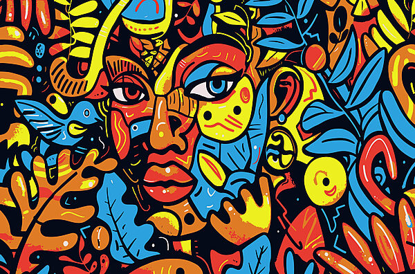 Bunte Kunst eines Gesichts Bunte Kunst eines Gesichts