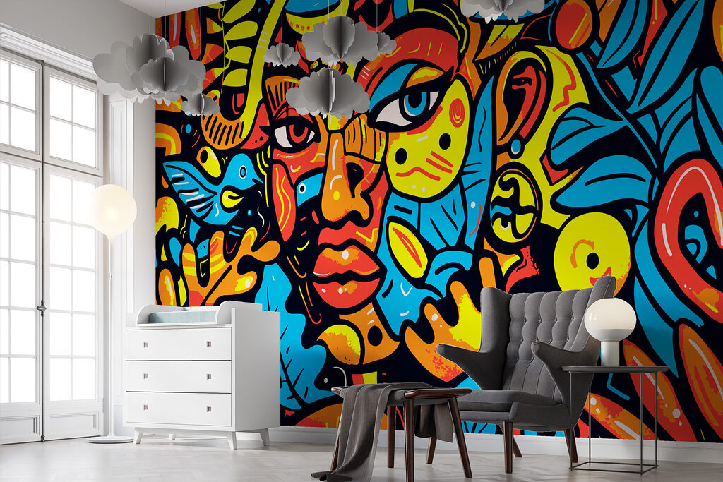 Colorful art of a face