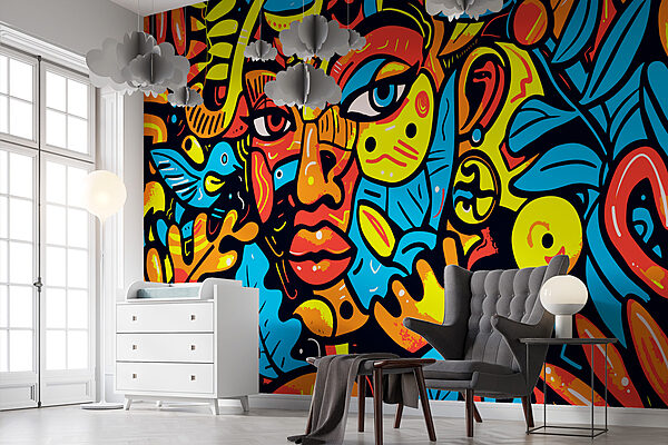 Bunte Kunst eines Gesichts Bunte Kunst eines Gesichts
