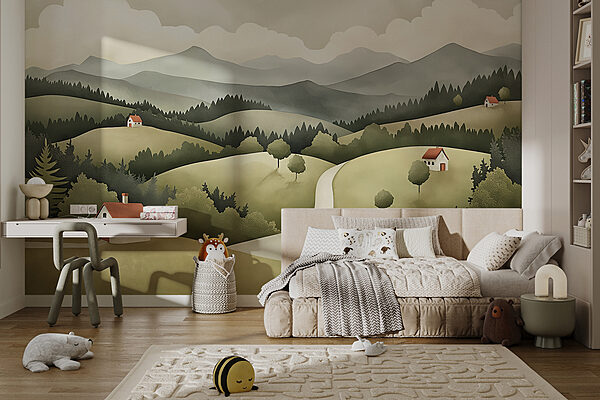 Landschaft mit Häusern und Bäumen Landschaft mit Häusern und Bäumen
