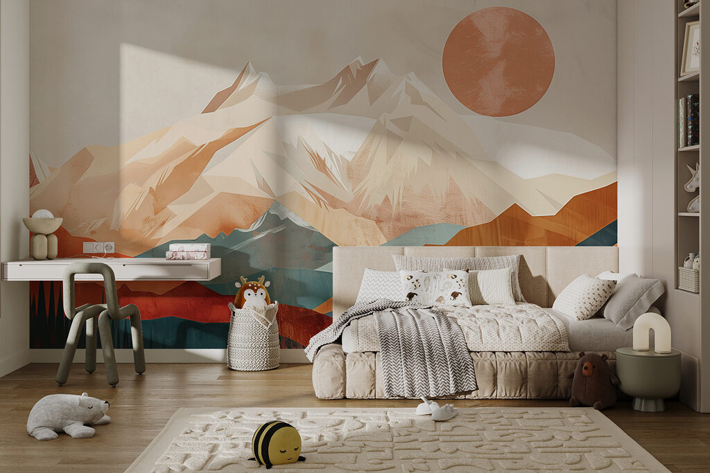 Mountain landscape with trees and a lake