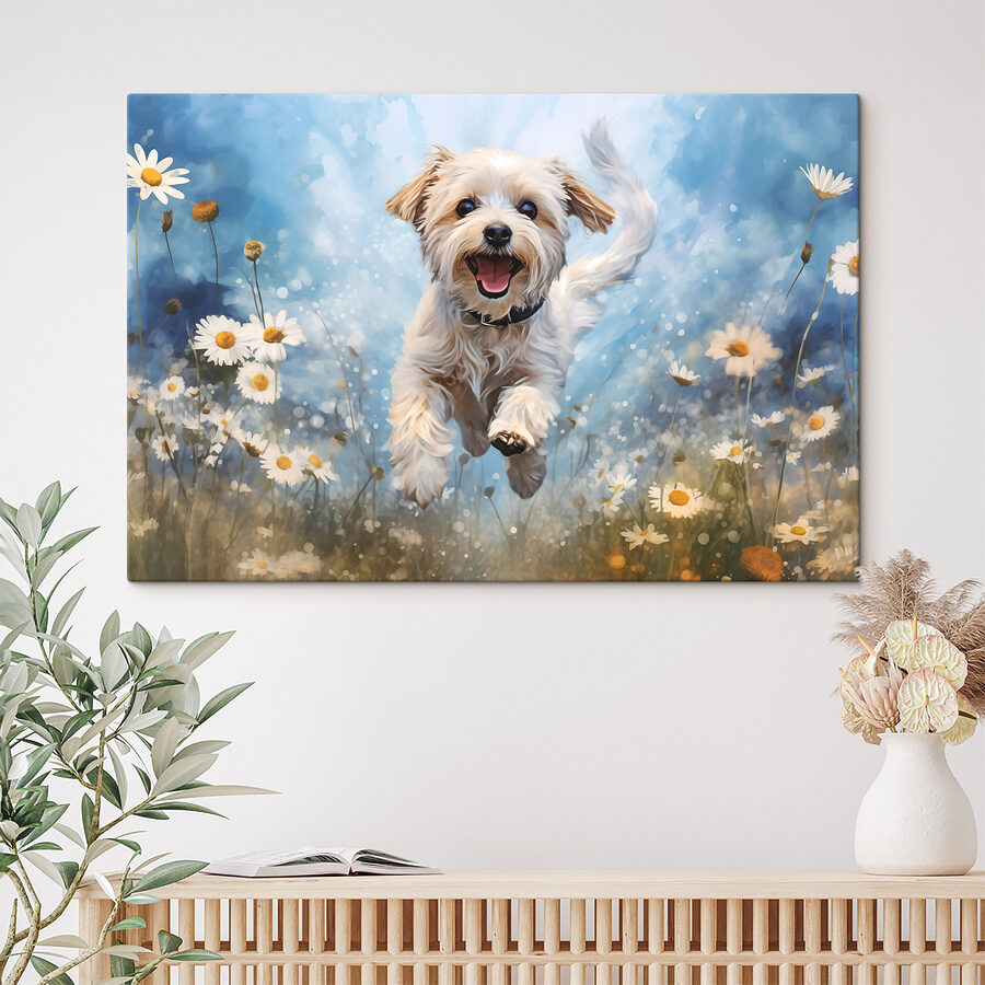 Hund springt in die Luft