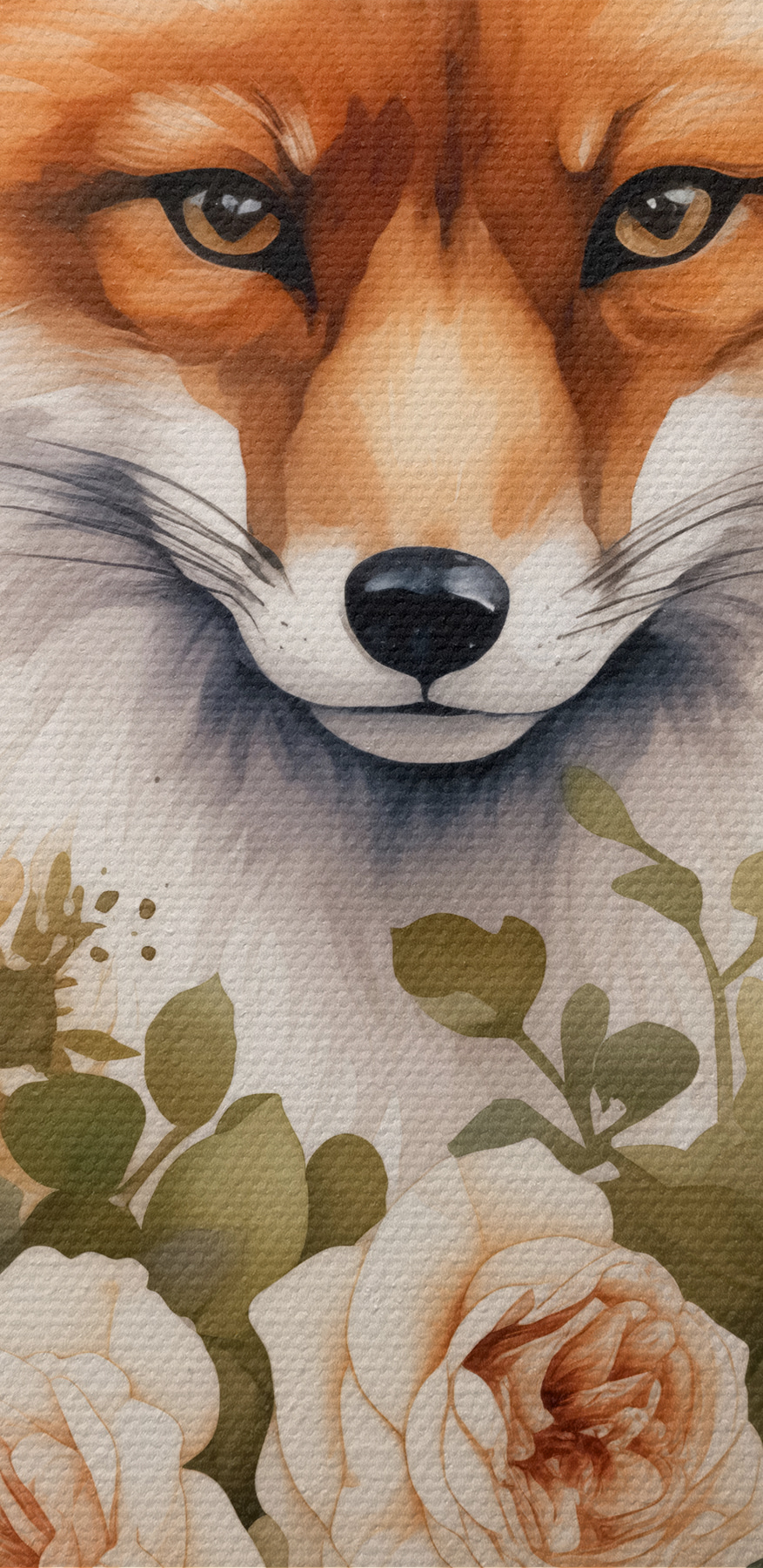 Fuchs mit Blumen um ihn herum