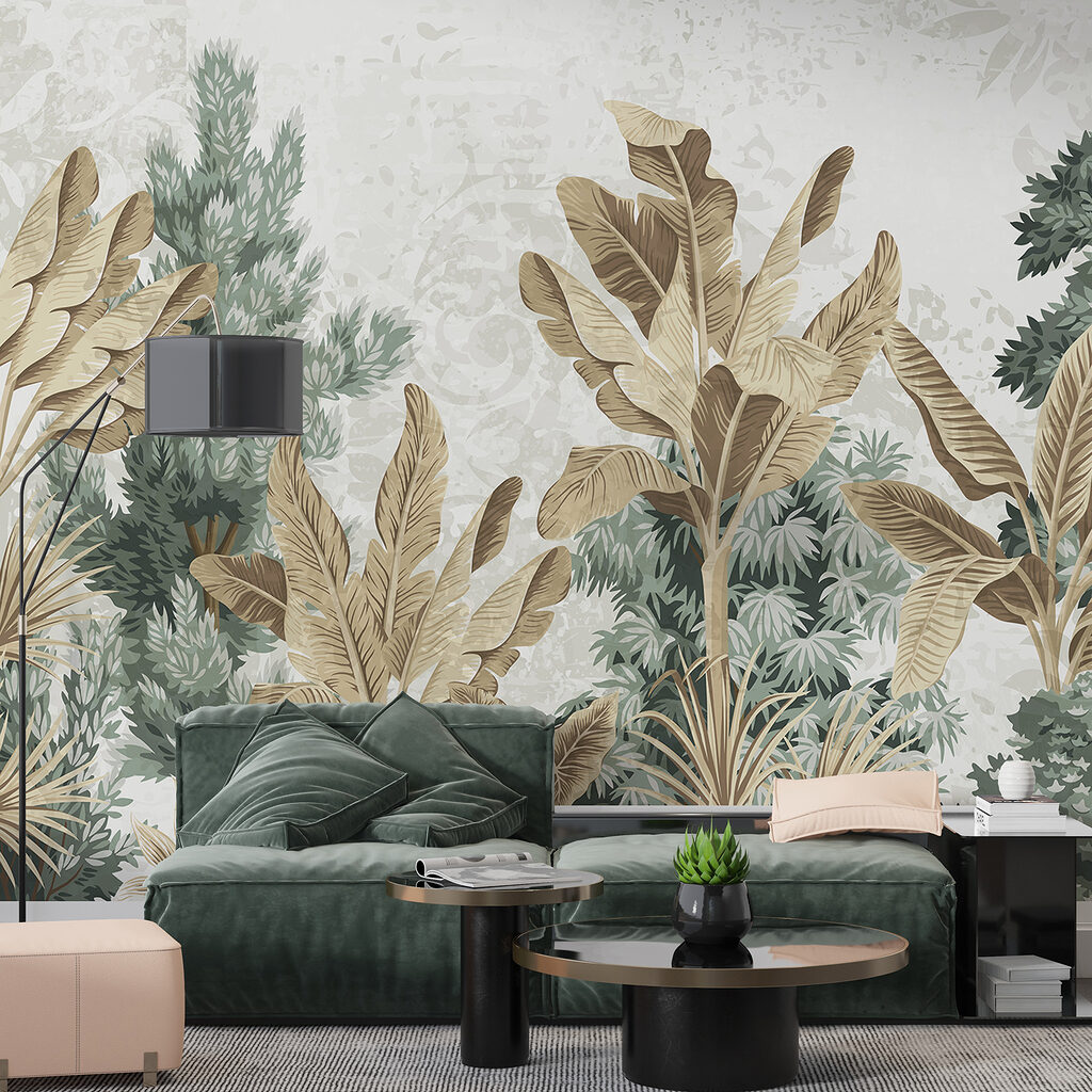 Wallpaper with a variety of plants