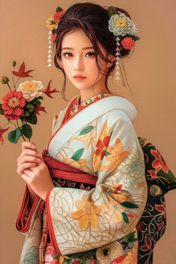 Woman holding flowers in her hair