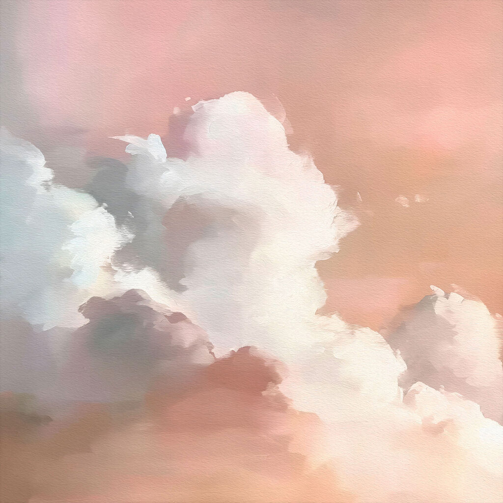 Pink sky with clouds