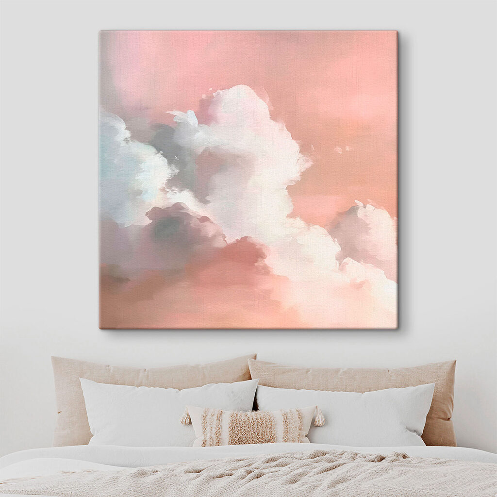 Pink sky with clouds