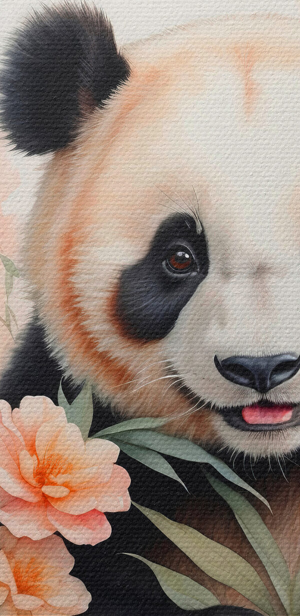 Pandabär mit Blumen und Bambus Pandabär mit Blumen und Bambus