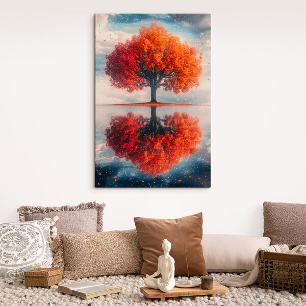 Baum mit orangefarbenen Blättern auf ihm Baum mit orangefarbenen Blättern auf ihm