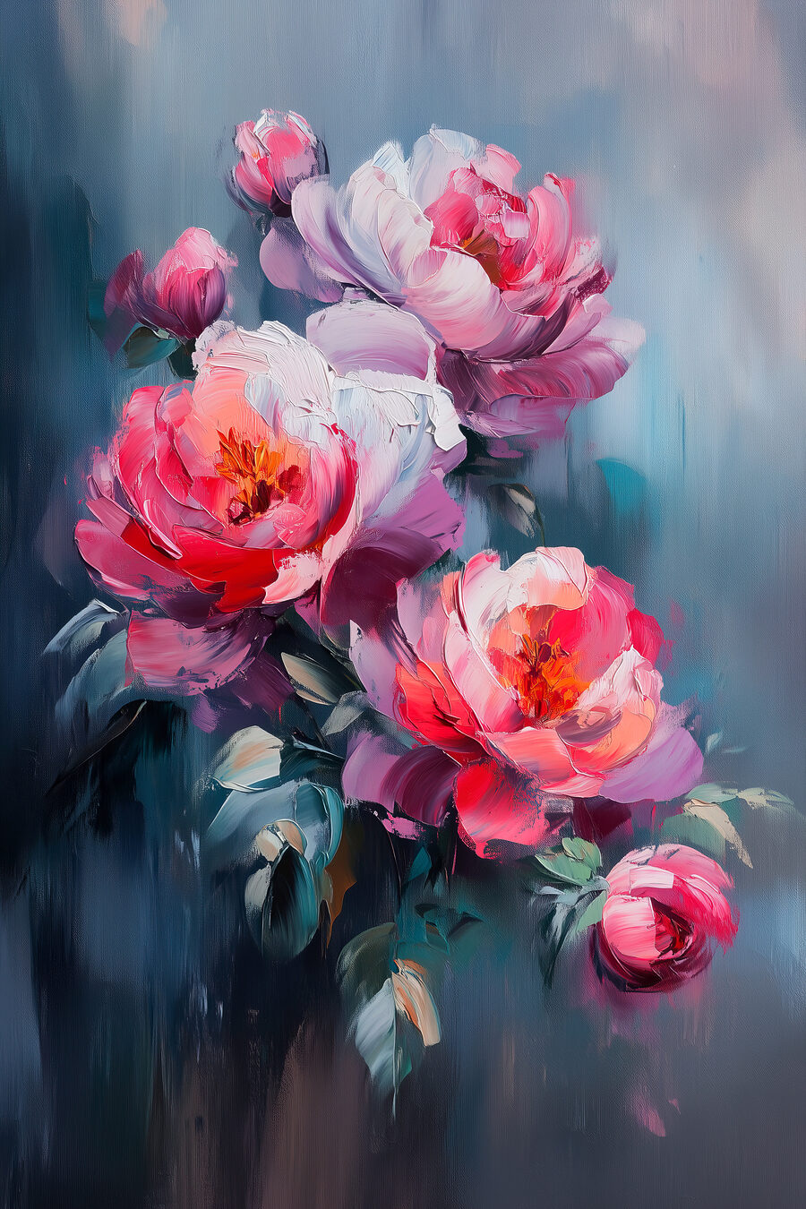 Malerei von rosa Blumen