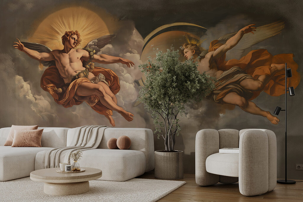 Painting of angels in the sky