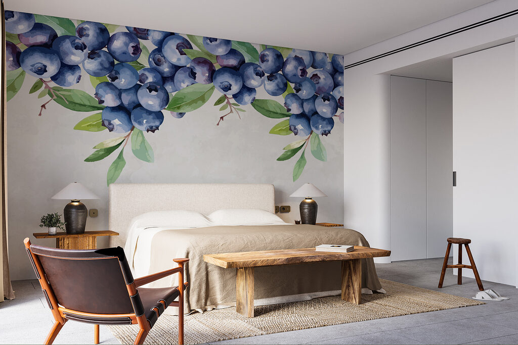 Blueberry with green leaves