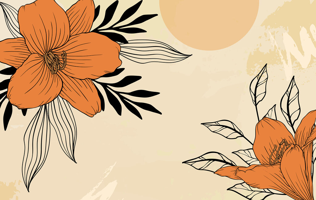 Zeichnung von Blumen und Blättern Zeichnung von Blumen und Blättern