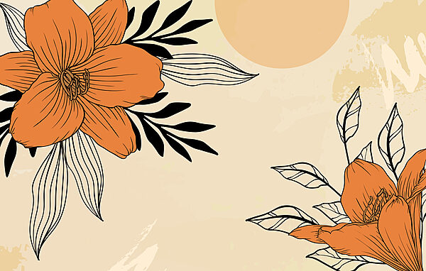 Zeichnung von Blumen und Blättern Zeichnung von Blumen und Blättern