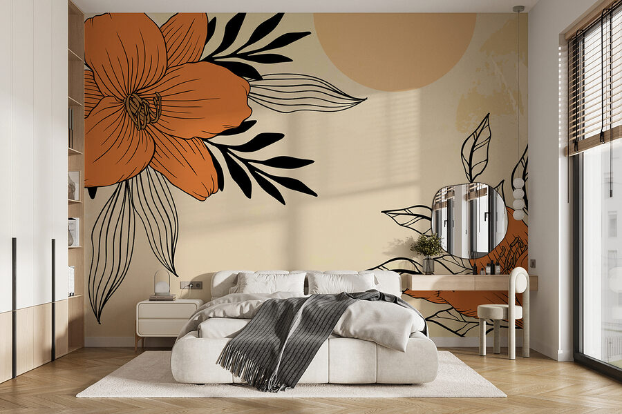 Zeichnung von Blumen und Blättern