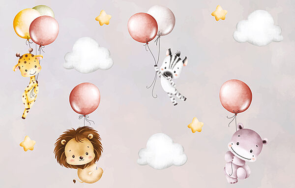 Tapete mit Tieren und Luftballons Tapete mit Tieren und Luftballons