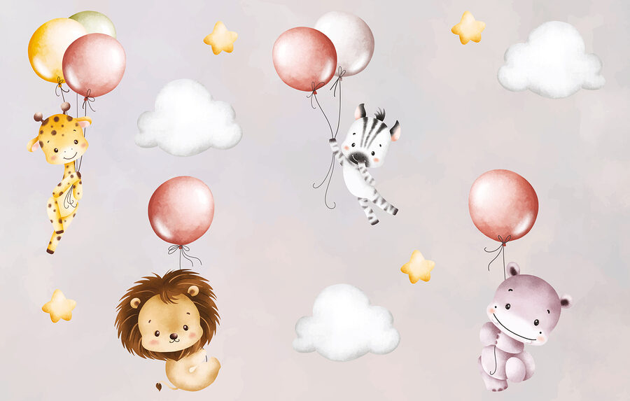 Tapete mit Tieren und Luftballons