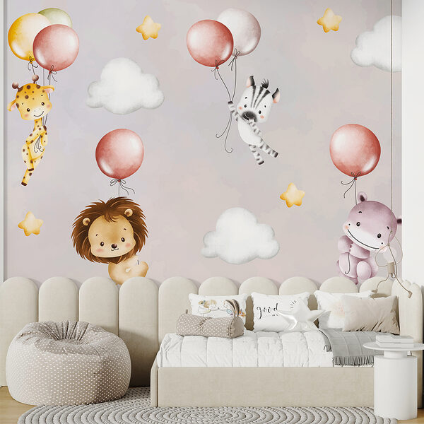 Tapete mit Tieren und Luftballons Tapete mit Tieren und Luftballons