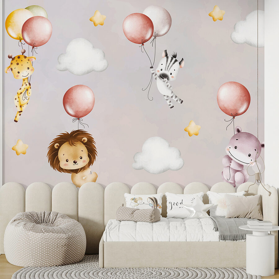 Tapete mit Tieren und Luftballons