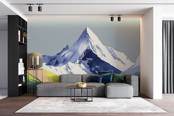 Berg mit Schnee und grünen Hügeln Berg mit Schnee und grünen Hügeln