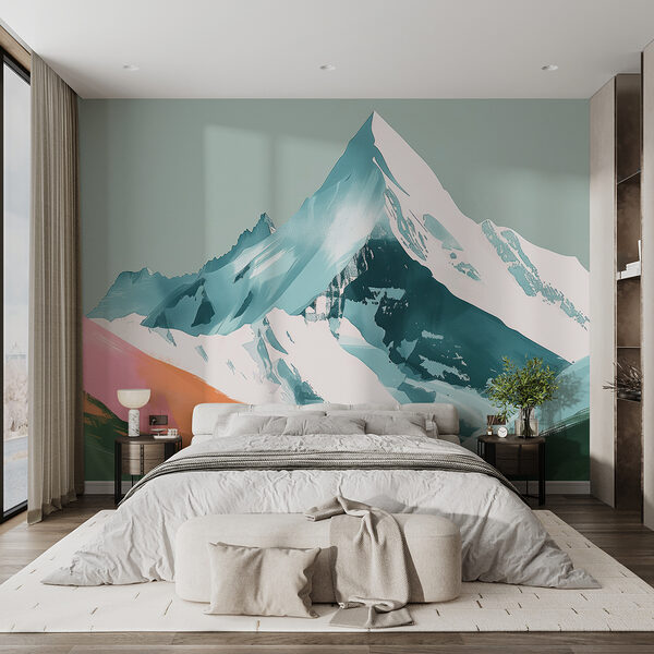 Berg mit Schnee und grünen Hügeln Berg mit Schnee und grünen Hügeln