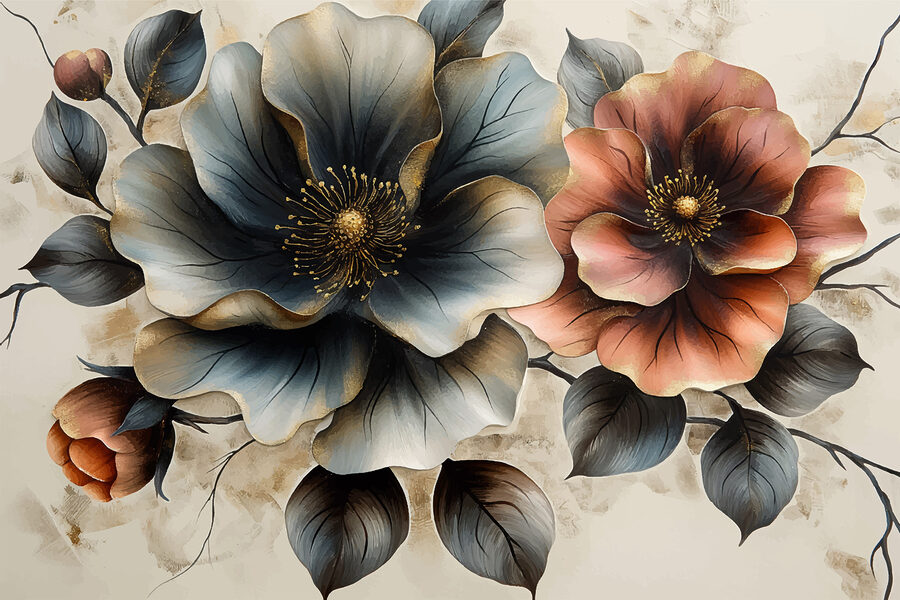 Gemälde von Blumen auf weißem Hintergrund