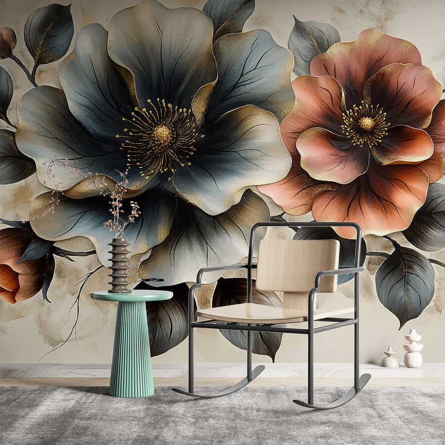 Gemälde von Blumen auf weißem Hintergrund