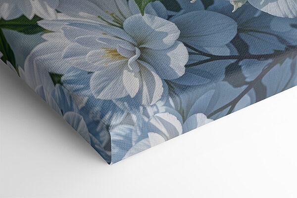 Gruppe von weißen und blauen Blumen Gruppe von weißen und blauen Blumen