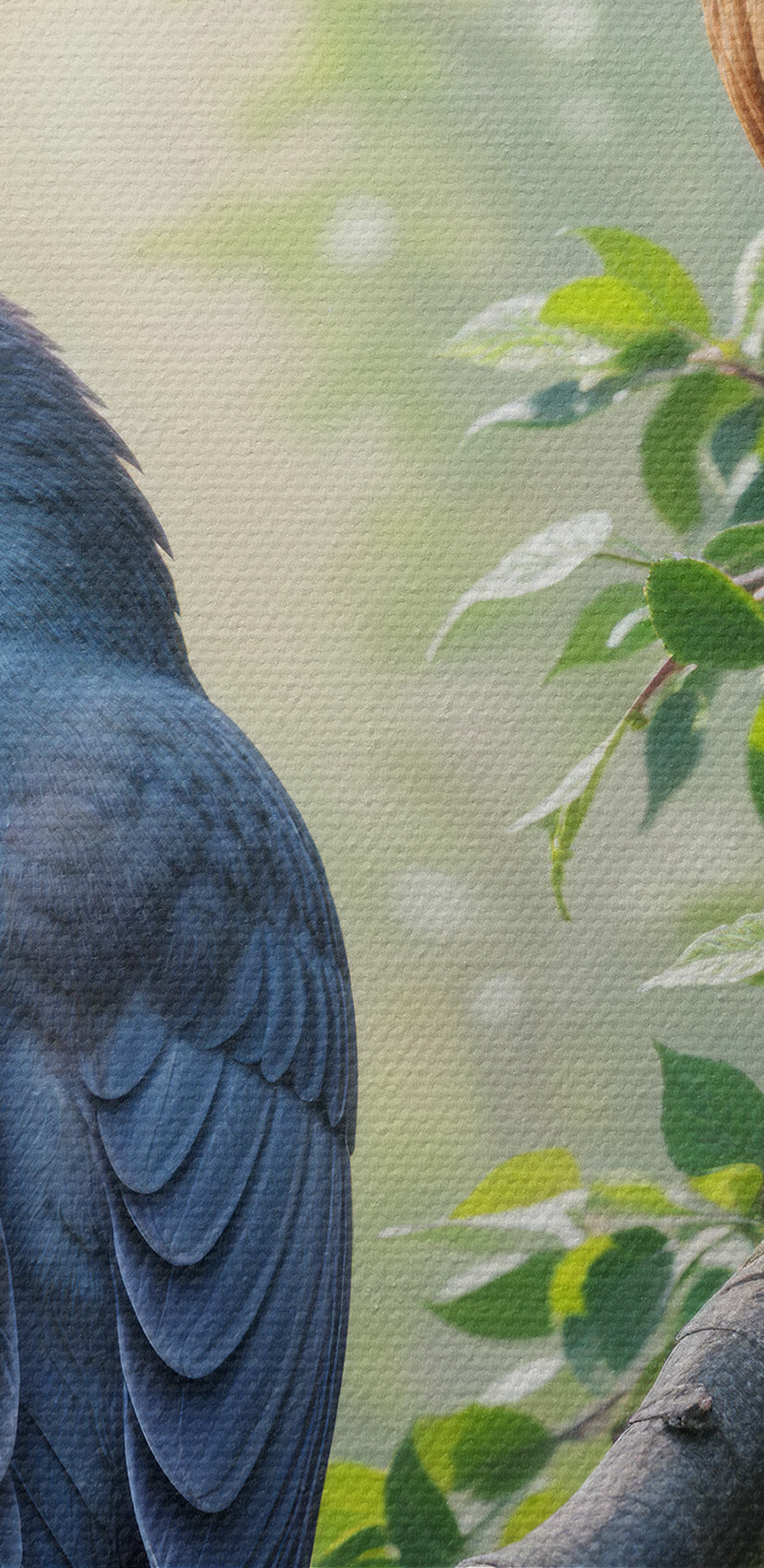 Zwei Vögel auf einem Baumzweig