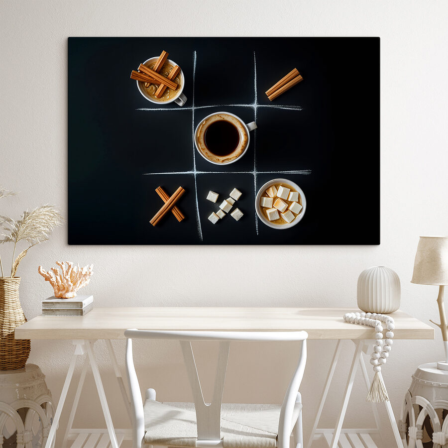 Tic-Tac-Toe-Spiel mit Kaffee und Marshmallows