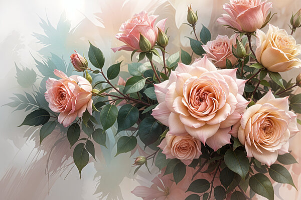 Gruppe von rosa Rosen Gruppe von rosa Rosen