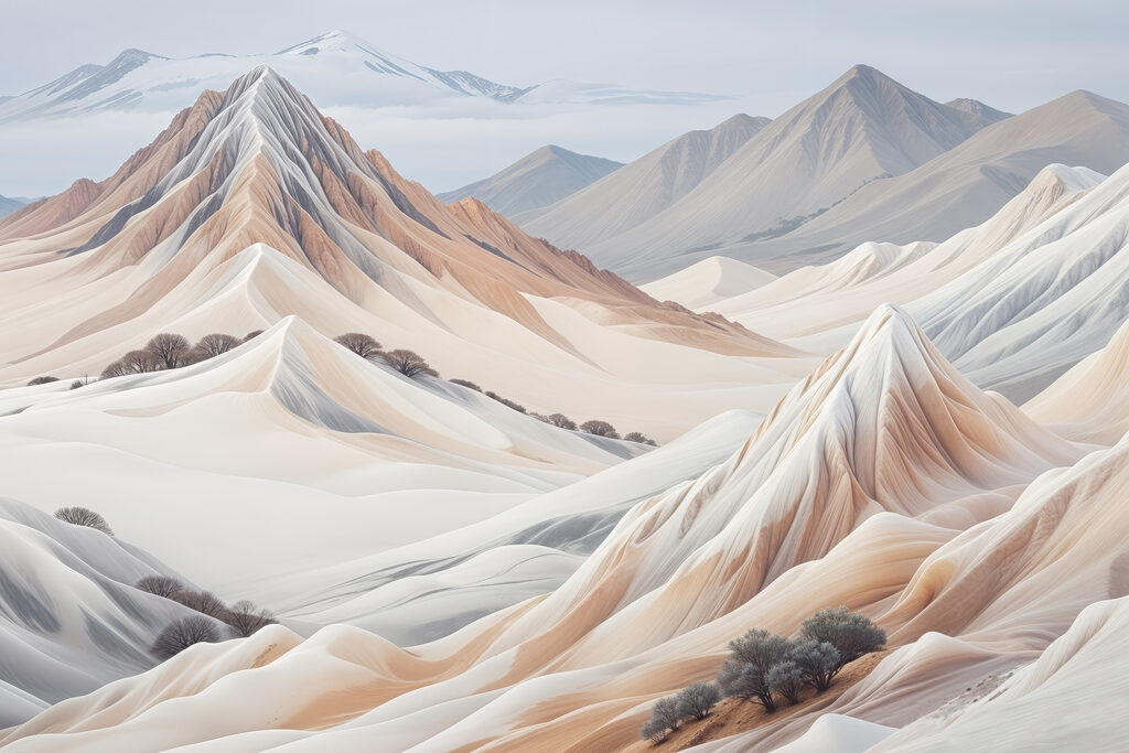 Desert landscape with mountains and trees Desert landscape with mountains and trees