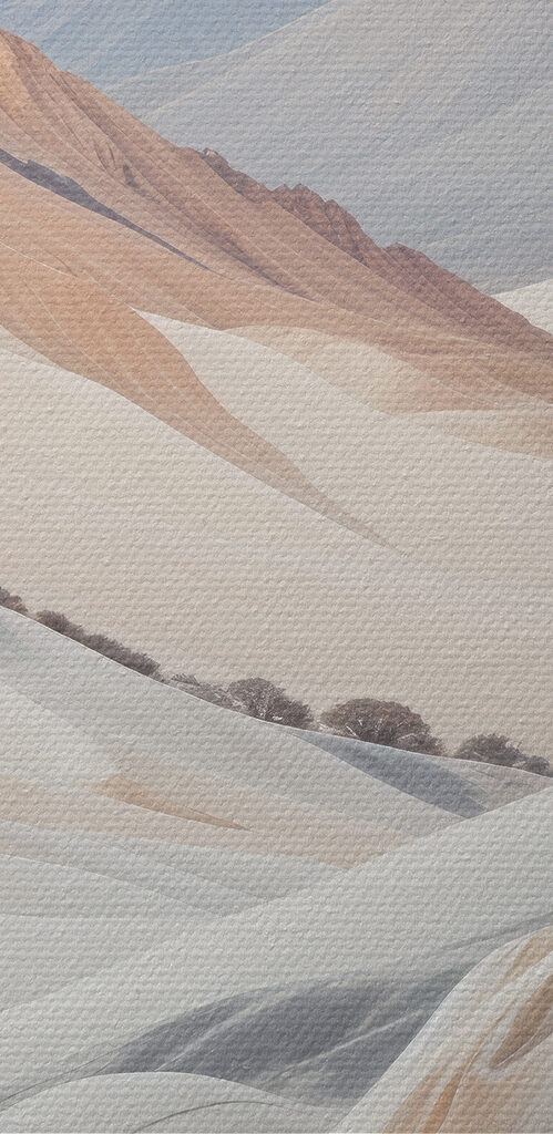 Desert landscape with mountains and trees Desert landscape with mountains and trees