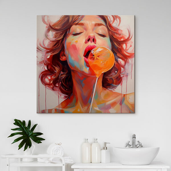 Frau mit roten Haaren und einem Lollipop Frau mit roten Haaren und einem Lollipop