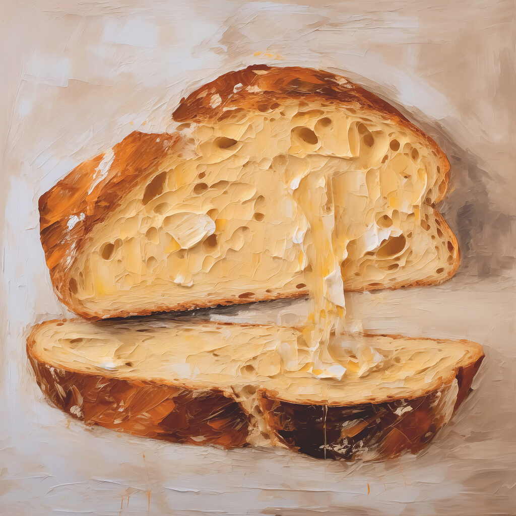 Piece of bread with holes in it